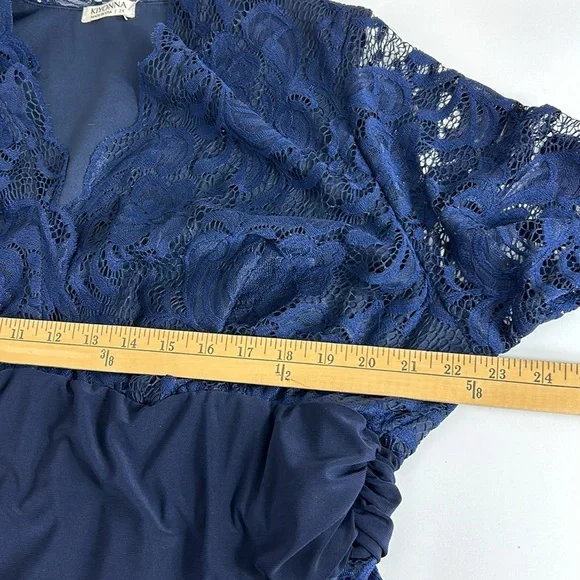 Kiyonna Nocturnal Navy Maxi Screen Siren Lace Formal Evening Gown Size 2X(18-20) - Picture 11 of 16